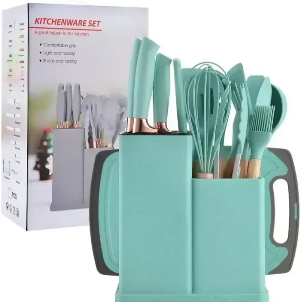 Kit De Utensilios De Cocina De Silicona  Con Juego De Cuchillos