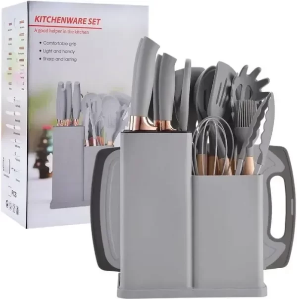 Kit De Utensilios De Cocina De Silicona  Con Juego De Cuchillos - Imagen 2